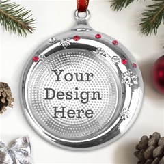 Metal Snowflake Red Crystal Round Ornament