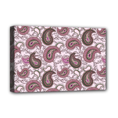 Paisley In Pink Deluxe Canvas 18  X 12  (framed)