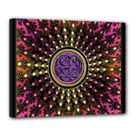 Hot Lavender Celtic Fractal Framed Mandala Canvas 20  X 16  (framed)