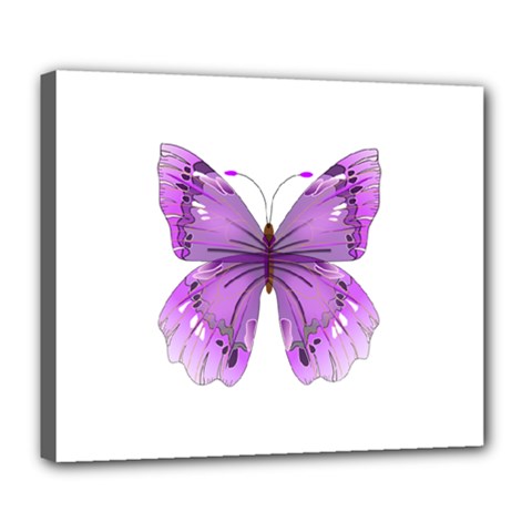 Purple Awareness Butterfly Deluxe Canvas 24  X 20  (framed)