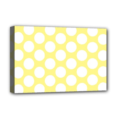 Yellow Polkadot Deluxe Canvas 18  X 12  (framed) by Zandiepants