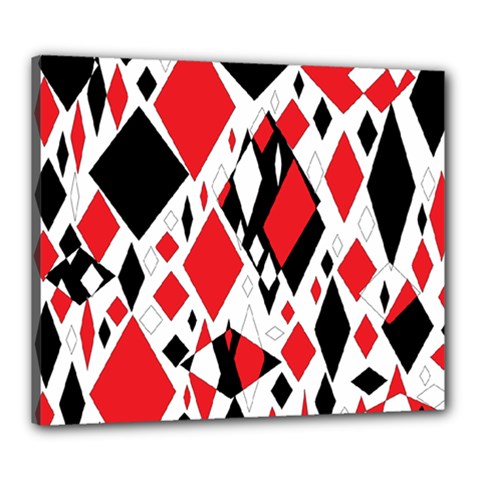 Distorted Diamonds In Black & Red Canvas 24  X 20  (framed) by StuffOrSomething