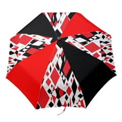 Distorted Diamonds In Black & Red Folding Umbrella by StuffOrSomething