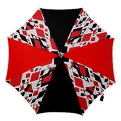 Distorted Diamonds In Black & Red Hook Handle Umbrella (small) by StuffOrSomething