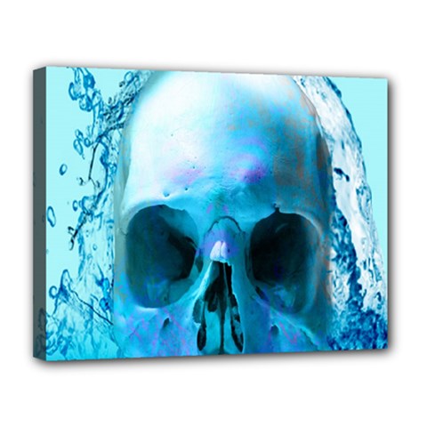 Skull In Water Canvas 14  X 11  (framed) by icarusismartdesigns