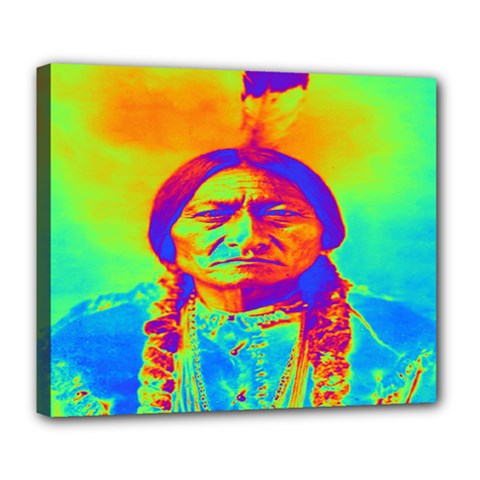 Sitting Bull Deluxe Canvas 24  X 20  (framed) by icarusismartdesigns