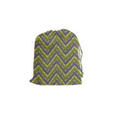 Zig Zag Pattern Drawstring Pouch (small) by LalyLauraFLM