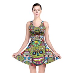 Sugar Skulls All Over Print Reversible Skater Dress by UniqueandCustomGifts