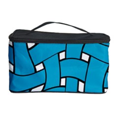 Blue Distorted Weave Cosmetic Storage Case by LalyLauraFLM