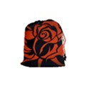 Red Rose Etching On Black Drawstring Pouch (Medium) View1