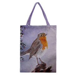 Robin On Log Classic Tote Bag 17 5 h X 13 5  by ArtByThree