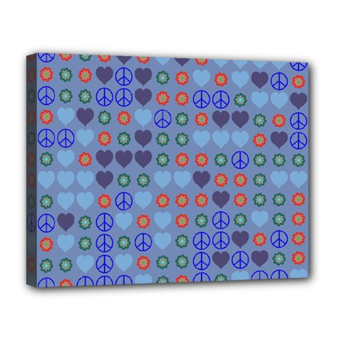 Peace And Love Canvas 14  X 11  (stretched) by LalyLauraFLM