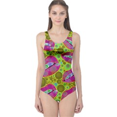 Sassy Lips Bubbles  Women s One Piece Swimsuit by OCDesignss