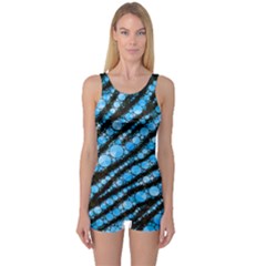 Bright Blue Tiger Bling Pattern  One Piece Boyleg Swimsuit by OCDesignss