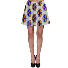 Orange Blue Honeycomb Patternskater Skirt by LalyLauraFLM