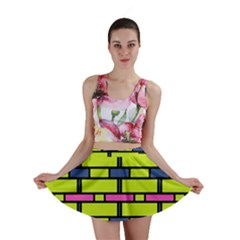 Pink Green Blue Rectangles Pattern Mini Skirt by LalyLauraFLM