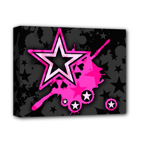 Pink Star Graphic Deluxe Canvas 14  X 11  (framed) by ArtistRoseanneJones