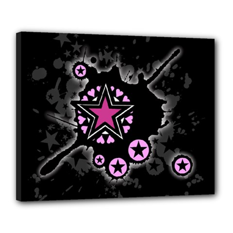 Pink Star Explosion Canvas 20  X 16  (framed)