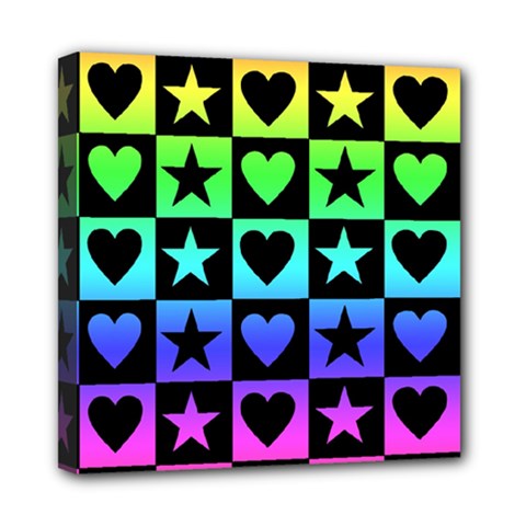 Rainbow Stars And Hearts Mini Canvas 8  X 8  (framed) by ArtistRoseanneJones