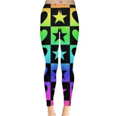 Rainbow Stars And Hearts Leggings  by ArtistRoseanneJones