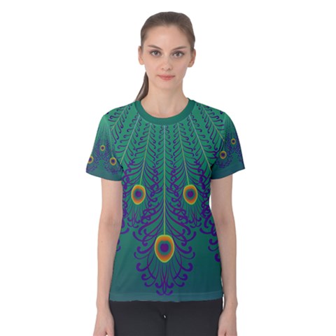 Peacock Emerald Women s Cotton Tee by olgart