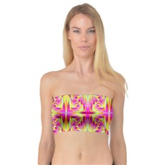 Pink And Yellow Rave Pattern Women s Bandeau Tops