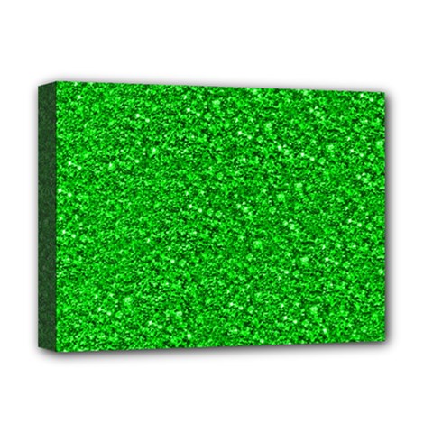 Sparkling Glitter Neon Green Deluxe Canvas 16  X 12  