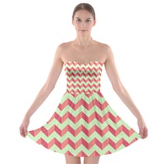 Modern Retro Chevron Patchwork Pattern Strapless Bra Top Dress by GardenOfOphir