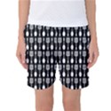 Black And White Spatula Spoon Pattern Women s Basketball Shorts View1