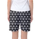 Black And White Spatula Spoon Pattern Women s Basketball Shorts View2