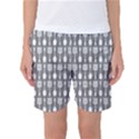 Gray And White Kitchen Utensils Pattern Women s Basketball Shorts View1