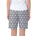 Gray And White Kitchen Utensils Pattern Women s Basketball Shorts View2