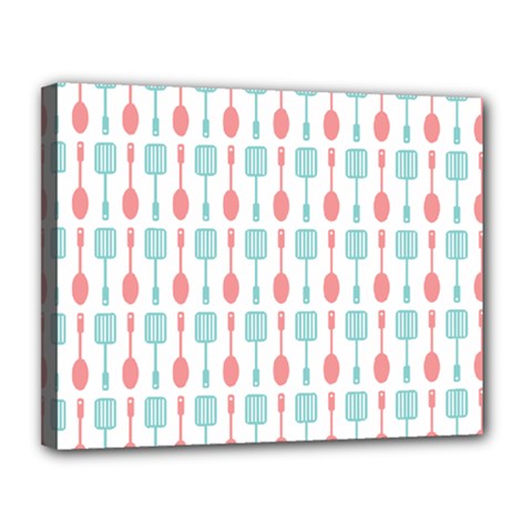 Spatula Spoon Pattern Canvas 14  X 11  by GardenOfOphir