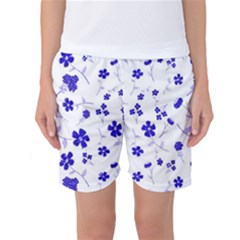 Sweet Shiny Flora Blue Women s Basketball Shorts