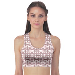 Light Pink And White Owl Pattern Sports Bra