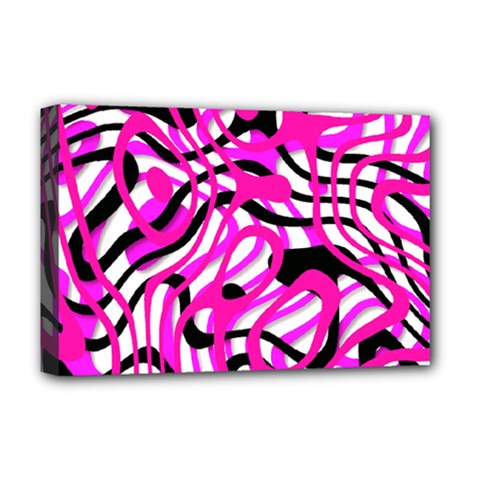 Ribbon Chaos Pink Deluxe Canvas 18  X 12  