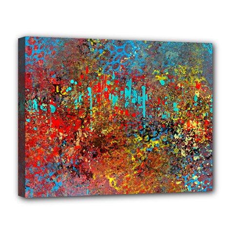 Abstract In Red, Turquoise, And Yellow Canvas 14  X 11  by digitaldivadesigns