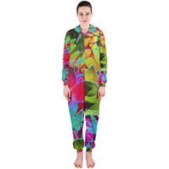 Floral Abstract 1 Hooded Jumpsuit (ladies)  by MedusArt