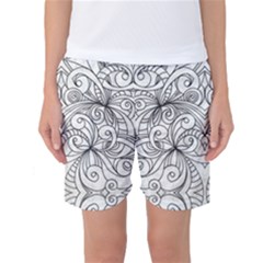 Drawing Floral Doodle 1 Women s Basketball Shorts by MedusArt