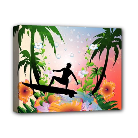 Tropical Design With Surfboarder Deluxe Canvas 14  X 11  by FantasyWorld7