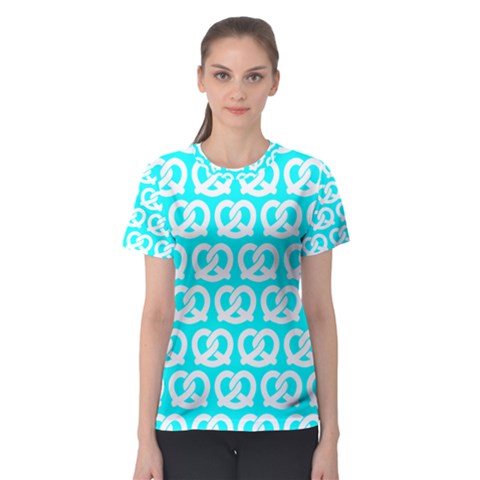 Aqua Pretzel Illustrations Pattern Women s Sport Mesh Tees by GardenOfOphir