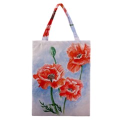 Poppies Classic Tote Bags by ArtByThree