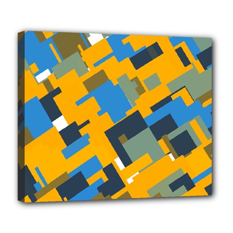 Blue Yellow Shapes Deluxe Canvas 24  X 20  (stretched)