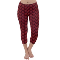 Red Reptile Skin Capri Winter Leggings  by trendistuff