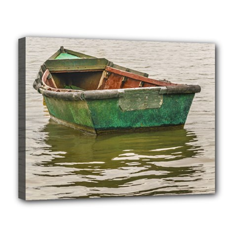 Old Fishing Boat At Santa Lucia River In Montevideo Canvas 14  X 11  by dflcprints