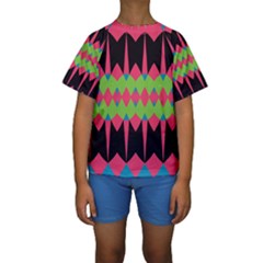 Rhombus And Other Shapes Pattern  Kid s Short Sleeve Swimwear by LalyLauraFLM