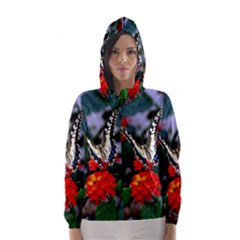 Butterfly Flowers 1 Hooded Wind Breaker (women) by trendistuff