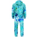 Blue Ice Crystals, Abstract Aqua Azure Cyan Hooded Jumpsuit (Men)  View2