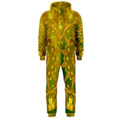 Yellow Green Abstract Wheel Of Fire Hooded Jumpsuit (men)  by DianeClancy