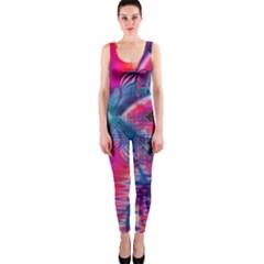 Cosmic Heart Of Fire, Abstract Crystal Palace Onepiece Catsuit by DianeClancy